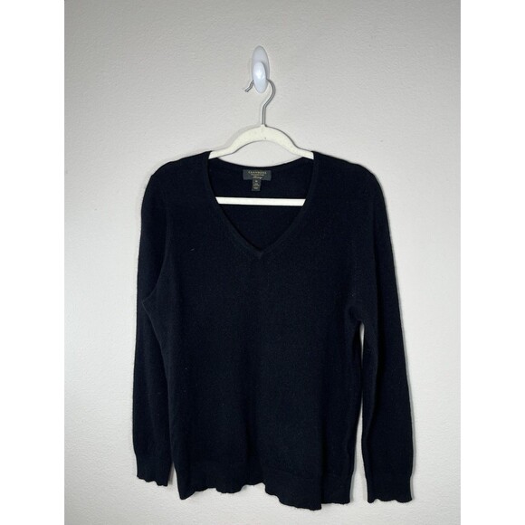 Charter Club Women Sweater XL Black 100% Cashmere V Neck Long Sleeve Pullover - Picture 1 of 10